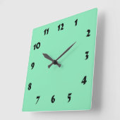 Changeable Numbering Pastel Mint Green Clock Vierkante Klok (Hoek)