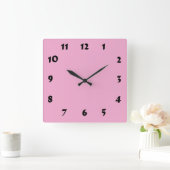 Changeable Numbering Pastel Pink Clock Vierkante Klok (Huis)
