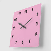 Changeable Numbering Pastel Pink Clock Vierkante Klok (Hoek)