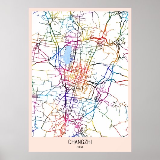 Changzhi China Stadkaart Poster (Voorkant)