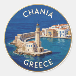 Chania Griekenland Venetiaanse Haven Vuurtoren Rei Ronde Sticker