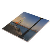 Chania Harbour en Venetiaanse vuurtoren op zonsond Tegeltje (Zijkant)