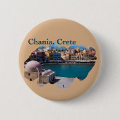 Chania, Kreta: Venetian Harbour Ronde Button 5,7 Cm (Voorkant)