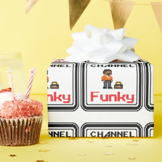 Channel Funky Pixel Art Cadeaupapier (Verjaardagsfeest)