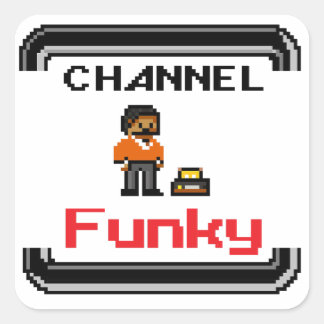 Channel Funky Pixel Square Stickers