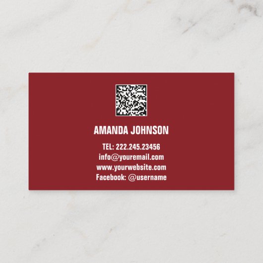 CHANNEL NAAM U KANTER LOGO QR CODE MAROON GOLD VISITEKAARTJE (Achterkant)