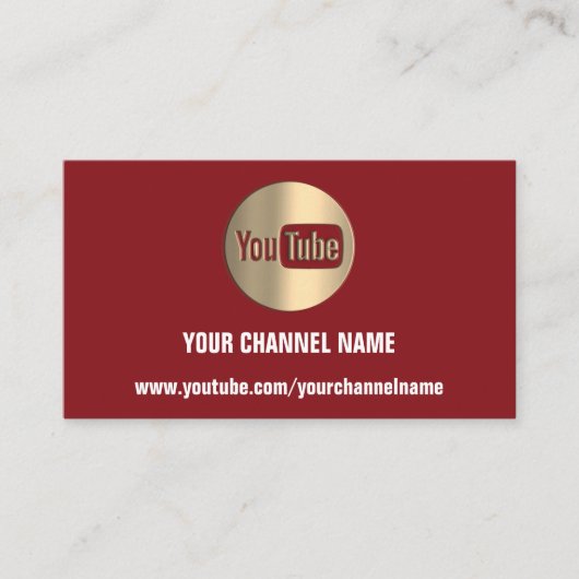 CHANNEL NAAM U KANTER LOGO QR CODE MAROON GOLD VISITEKAARTJE (Voorkant)