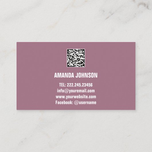 CHANNEL NAAM U KANTER LOGO QR CODE ROOS VIOLET VISITEKAARTJE (Achterkant)