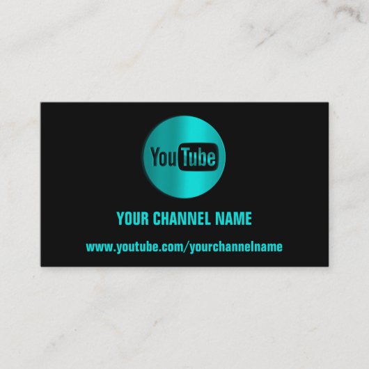 CHANNEL NAAM YOUTUBER LOGO QR CODE BLUE MINT VISITEKAARTJE (Voorkant)