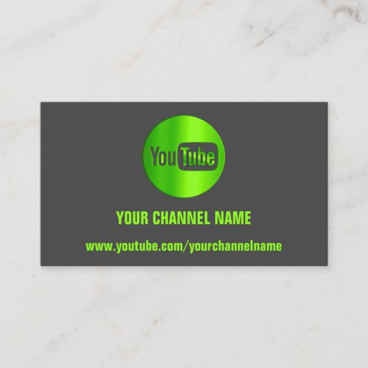 CHANNEL NAAM YOUTUBER LOGO QR CODE GRAY GREEN VISITEKAARTJE (Voorkant)