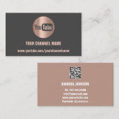 CHANNEL NAAM YOUTUBER LOGO QR CODE GRAY VISITEKAARTJE (Voorkant / Achterkant)