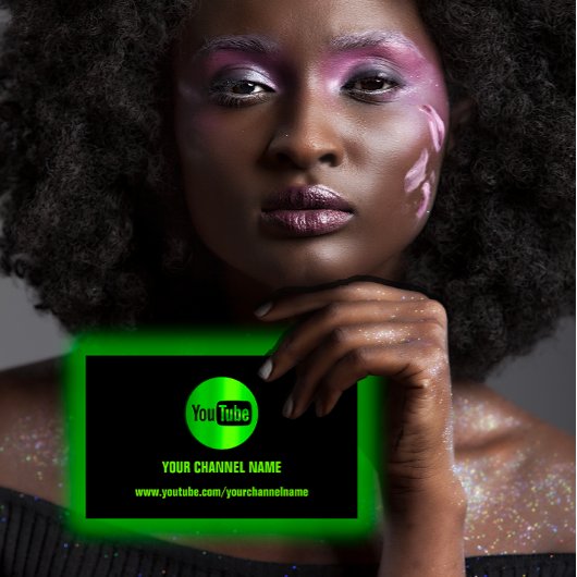 CHANNEL NAME YOUTUBER LOGO QR CODE BLACK GREEN VISITEKAARTJE