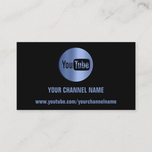 CHANNEL NAME YOUTUBER LOGO QR CODE BLUE BLACK VISITEKAARTJE (Voorkant)