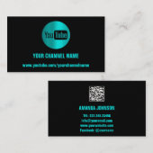 CHANNEL NAME YOUTUBER LOGO QR CODE MINT BLACK VISITEKAARTJE (Voorkant / Achterkant)