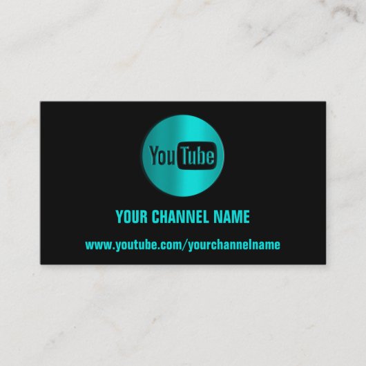 CHANNEL NAME YOUTUBER LOGO QR CODE MINT BLACK VISITEKAARTJE (Voorkant)