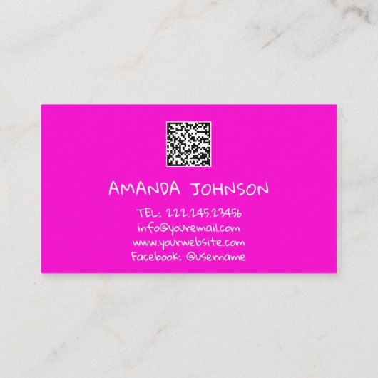 CHANNEL NAME YOUTUBER LOGO QR CODE PINK VISITEKAARTJE (Achterkant)