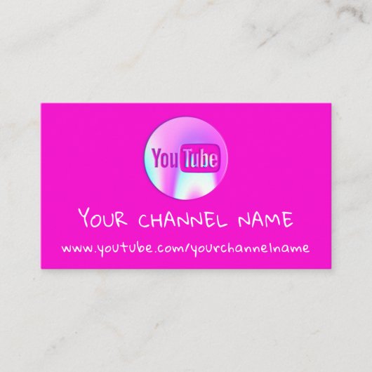 CHANNEL NAME YOUTUBER LOGO QR CODE PINK VISITEKAARTJE (Voorkant)