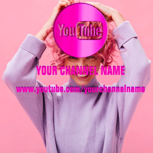 CHANNEL NAME YOUTUBER LOGO QR CODE PINK WHITE VISITEKAARTJE