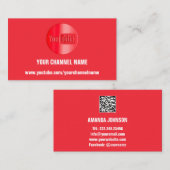 CHANNEL NAME YOUTUBER LOGO QR CODE RED WHITE VISITEKAARTJE (Voorkant / Achterkant)