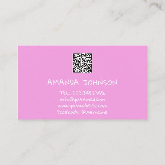 CHANNEL YOUTUBER LOGO QR CODE PINK HOLOGRAPH VISITEKAARTJE (Achterkant)