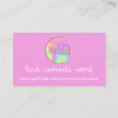 CHANNEL YOUTUBER LOGO QR CODE PINK HOLOGRAPH VISITEKAARTJE (Voorkant)