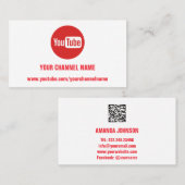 CHANNEL YOUTUBER LOGO QR CODE RED LOGO WHITE VISITEKAARTJE (Voorkant / Achterkant)