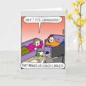 Channukah Wenskaart - Couch Latkes Kaart (Gele Bloem)