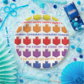 Chanoeka 3D Dreidels Papieren Bordje (Feest)