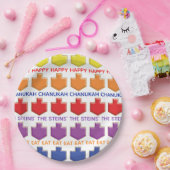 Chanoeka 3D Dreidels Papieren Bordje (Feest)