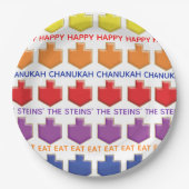 Chanoeka 3D Dreidels Papieren Bordje (Voorkant)