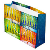 Chanoeka 4 Kleurrijke Menora's Vrede Liefde Licht Groot Cadeauzakje (Achterkant Gekanteld)