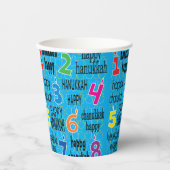 Chanoeka 8 Crazy Nights Blauw 8 oz. Papieren Bekers (Voorkant)