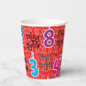 Chanoeka 8 Gekke Nachten 8 oz. Papieren Bekers (Achterkant)