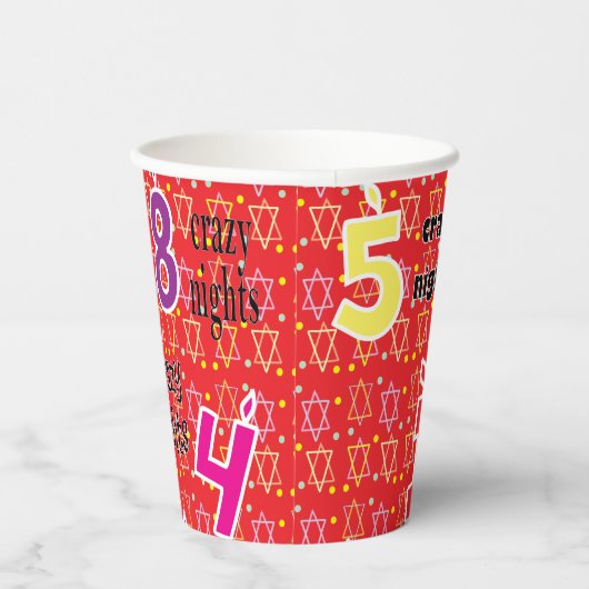 Chanoeka 8 Gekke Nachten 8 oz. Papieren Bekers (Rechts)