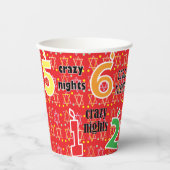 Chanoeka 8 Gekke Nachten 8 oz. Papieren Bekers (Voorkant)