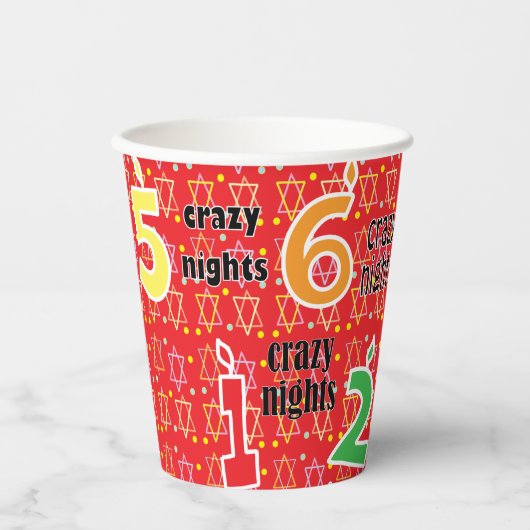 Chanoeka 8 Gekke Nachten 8 oz. Papieren Bekers (Voorkant)