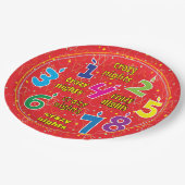 Chanoeka 8 Gekke Nachten Rood Papieren Bordje (Gekanteld)