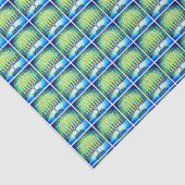 Chanoeka Blauw Groen Menorah Patroon Eenvoudig Mod Tissuepapier (Detail)