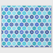 Chanoeka Blauwe Sneeuwvlokken Cadeaupapier (Vlak)