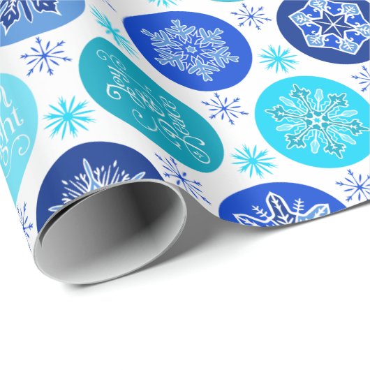 Chanoeka Blauwe Sneeuwvlokken Cadeaupapier (Rol Hoek)