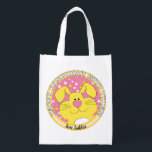 Chanoeka blij met roze konijn boodschappentas<br><div class="desc">Chanoeka Blij met roze konijn, witte 2-zijdige tas. Alle ontwerpelementen kunnen worden bewerkt. Alle bewerkbare tekst kan worden verwijderd en vervangen door uw eigen bericht. Gebruik uw favoriete lettertype, kleur, grootte en stijl. Gelukkige Chanoeka/Chanoeka! Stijl: Herbruikbare Tas Ga groen en red de planeet met onze herbruikbare boodschappentas! Gemaakt met een...</div>