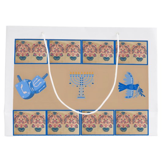 Chanoeka bloem thema cadeau tas groot cadeauzakje (Achterkant)