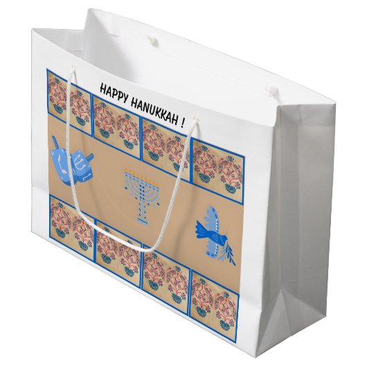 Chanoeka bloem thema cadeau tas groot cadeauzakje (Voorkant Gekanteld)