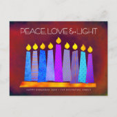 Chanoeka Boho Patroon Kaarsen Rode Vrede Liefde Li Feestdagenkaart (Voorkant)