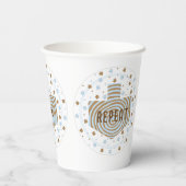 Chanoeka Bruin Blauw Swirl 8 oz. Papieren Bekers (Achterkant)