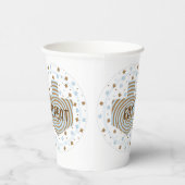 Chanoeka Bruin Blauw Swirl 8 oz. Papieren Bekers (Rechts)