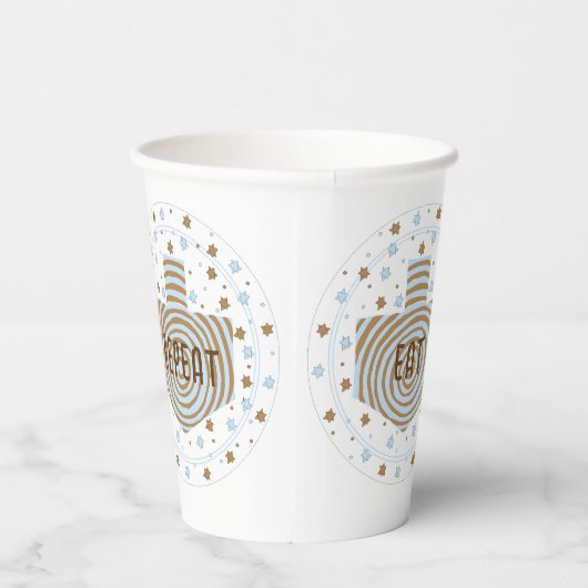 Chanoeka Bruin Blauw Swirl 8 oz. Papieren Bekers (Rechts)