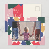 Chanoeka Chanoeka Dancing Dreidels Uitnodiging Briefkaart (Voorkant / Achterkant)