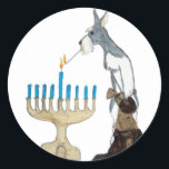 Chanoeka (Chanoeka) kaart Ronde Sticker<br><div class="desc">Chanoeka (Chanoeka) kaart schnauzer's verlichting van de menora</div>