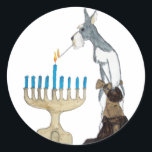 Chanoeka (Chanoeka) kaart Ronde Sticker<br><div class="desc">Chanoeka (Chanoeka) kaart schnauzer's verlichting van de menora</div>
